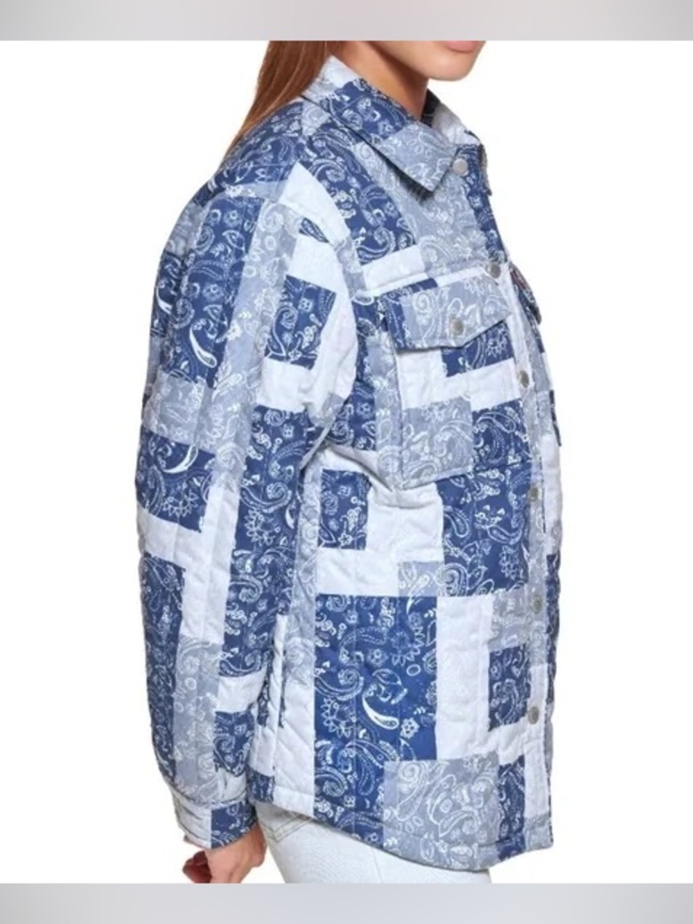 NWT Levi's Womens Paisley bandana Diamond Quilted jacket size large MSRP $140 - Picture 2 of 16